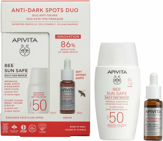 Apivita Bee Sun Safe Set with Face Sunscreen & Serum SPF50 2 Pieces