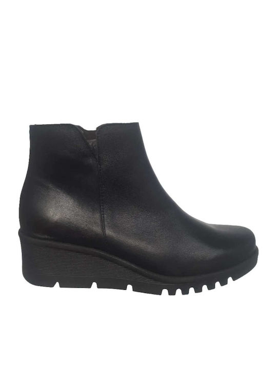 Leather Women's Ankle Boots Platform Black