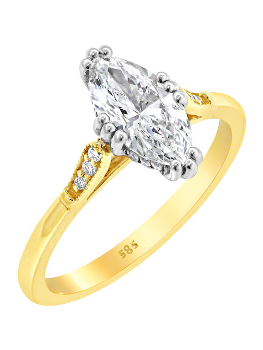 Ring with Diamond made of White gold 14K