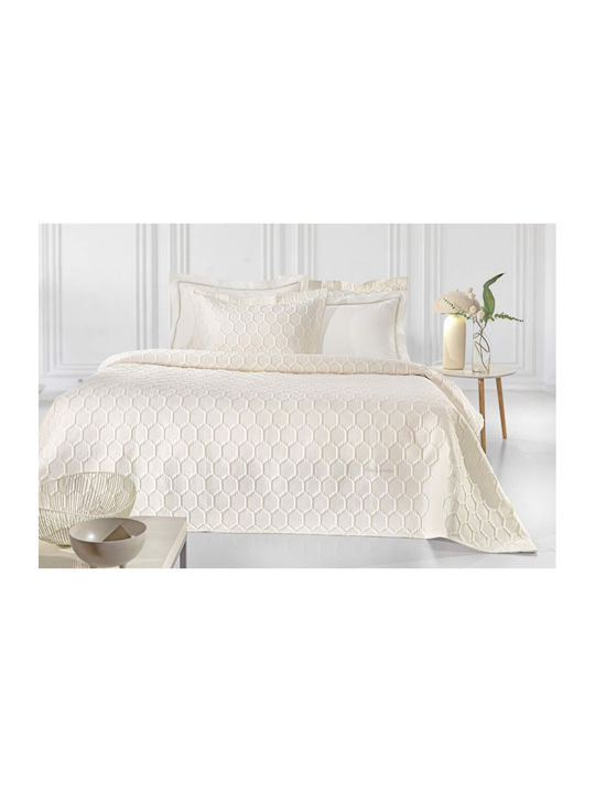 Guy Laroche Hive Σετ Κουβερλί Υπέρδιπλο Microsatin Ecru 240x250cm 3τμχ