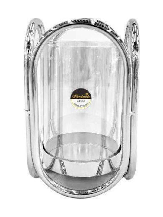 Karvounis Candle Holder Glass in Silver Color 12x20cm 1pcs