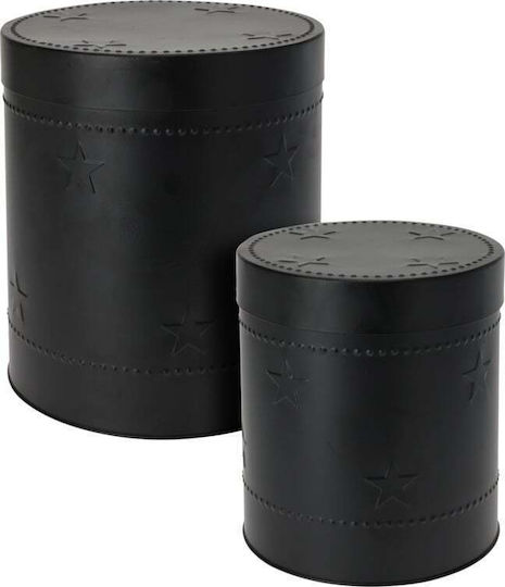 H&S Collection Σετ 2τμχ Βάζα Γενικής Χρήσης με Καπάκι Μεταλλικό Μαύρο 2τμχ
