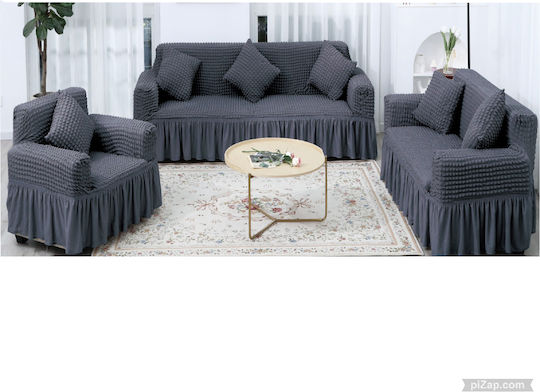 Elastische Abdeckung für Wohnzimmerset Dark Grey 3Stück 244-456