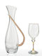 Wedding Carafe Set with Wine Glasses Made of Crystal Gold M-0560 2 Pieces