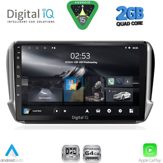 Digital IQ Ηχοσύστημα Αυτοκινήτου για Peugeot 2008 2012-2021 (Bluetooth/USB/WiFi/GPS/Apple-Carplay/Android-Auto) με Οθόνη Αφής 10"