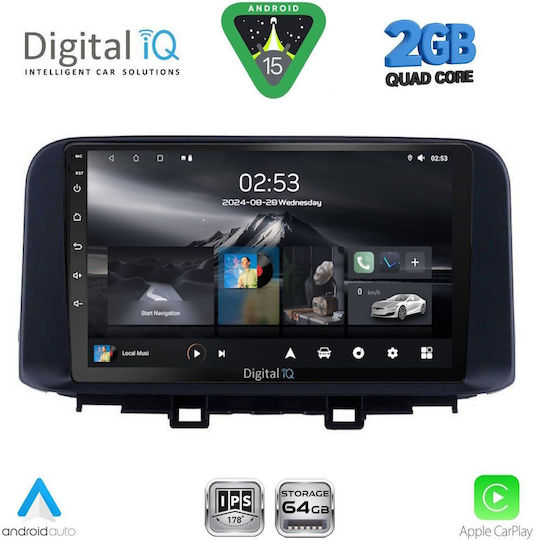 Digital IQ Ηχοσύστημα Αυτοκινήτου για Hyundai Kona 2017-2023 (Bluetooth/USB/WiFi/GPS/Apple-Carplay/Android-Auto) με Οθόνη Αφής 10"