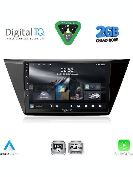 Digital IQ Car Audio System for Volkswagen Touran 2016 (Bluetooth/USB/WiFi/GPS/Apple-Carplay/Android-Auto) with Touch Screen 10"