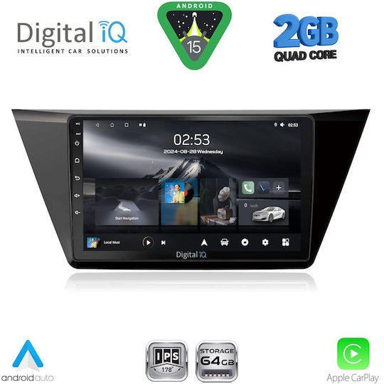 Digital IQ Car Audio System for Volkswagen Touran 2016 (Bluetooth/USB/WiFi/GPS/Apple-Carplay/Android-Auto) with Touch Screen 10"