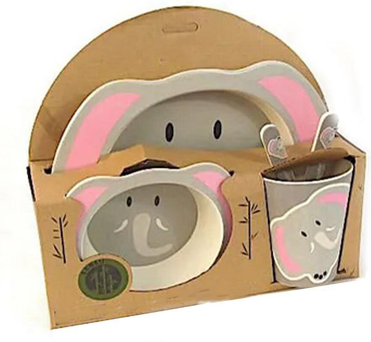 Gusto Casa Gusto Casa Baby & Kids Feeding Set from Plastic Gray 5 Pieces