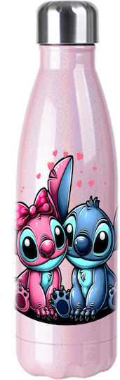 Μπουκάλι Θερμός Lilo & Stitch 500ml Ροζ Ιριδίζον