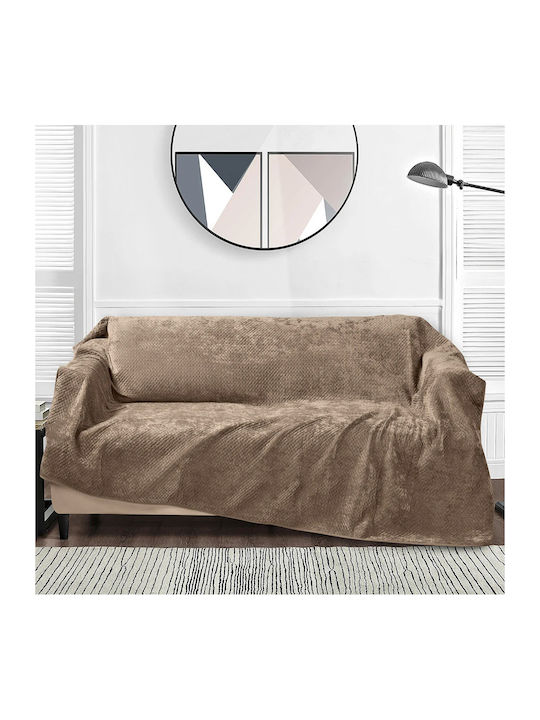 Liolios Home Throws & Couch Blankets Three-Seater Sofa Throw 180x300cm Coffee