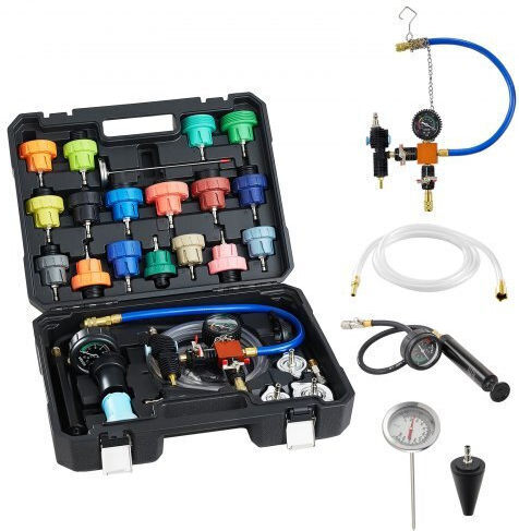 Coolant Pressure Test Set 47 Pieces Vacuum Radiator Refill Set 3 Metal Adapters Universal Application Car Cooling System Pressure Test Tool Pressure Pump & Plastic-Aluminum Filler