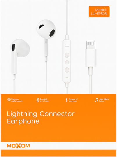 Moxom LX-EP805 In-ear Handsfree Ακουστικά με Βύσμα 3.5mm Λευκό