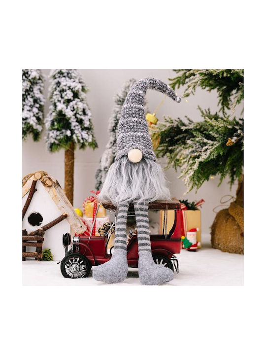 Christmas Decorative Gnome 37cm X 8cm Υφασμάτινος Νάνος Gray