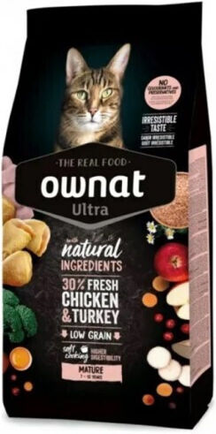 Ownat Dry Food for Senior Cats with Chicken / Turkey 8kg
