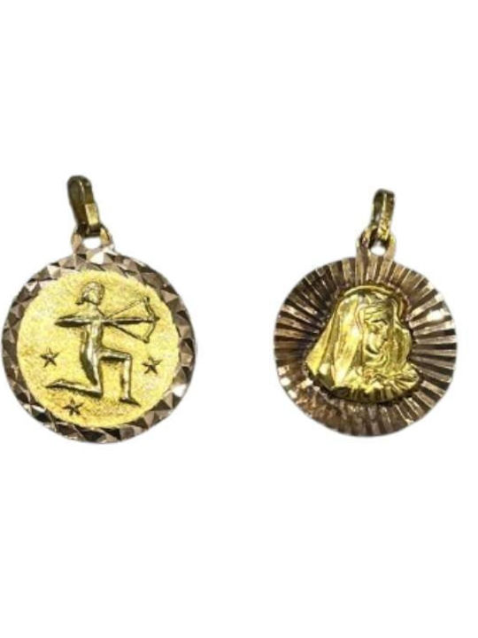 Pandantiv Talisman pentru copii Față și spate cu Fecioara Maria din Aur 9K GK02172