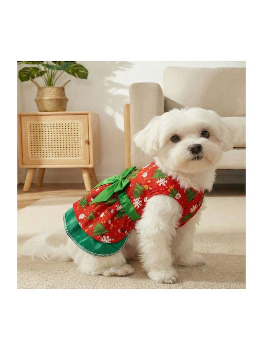 Christmas Dog Dress Green Bow & Ruffles Medium Bonnie