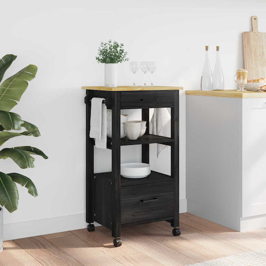 vidaXL vidaXL Küchenwagen Hölzernes 3 Ebenen Schwarz 48x40x88,5cm
