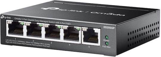 TP-LINK ES205GP v1 Managed L2 PoE+ Switch with 5 Gigabit (1Gbps) Ethernet Ports and 5 SFP Ports