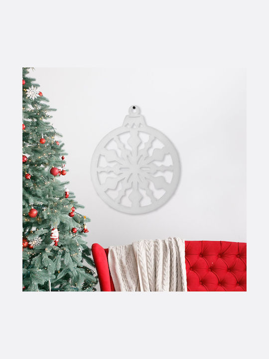 Decoratiune De Perete Ornament De Brad De Crăciun 39,5 X 42 Cm Alb Auriu