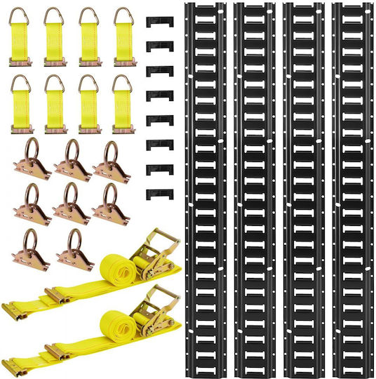 Vevor E-track Tie Rail Kit 4 Rails E 2.3 M 26 Pieces Includes 2 Ratchet Straps & 8 O Rings & 8 D Tie Rings & 8 End Caps Suitable For Garage Trucks Trailers Motorcycles