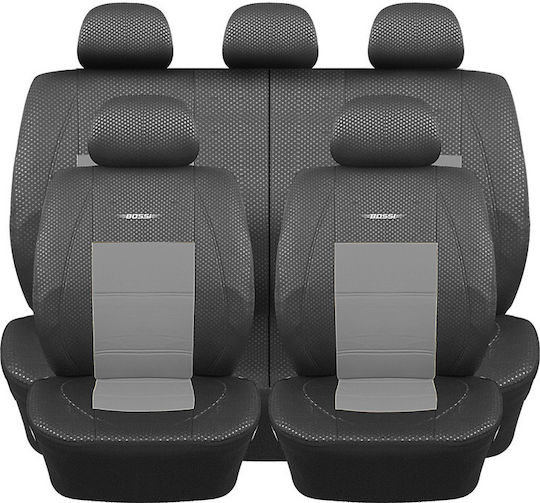 Huse Scaune Auto Guard Bossi 3zip Prestige Set Complet Negru Gri 4 Bucăți