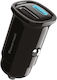 Powertech PT 1538 Car Charger 30W 2.4A Fast Charging with Ports: 1xUSB 1xType-C Black Color