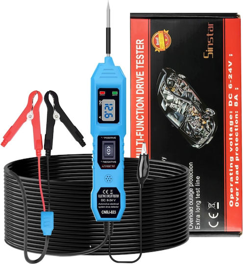 Techstar 823 Tester de Tensiune Auto Circuite Electrice 6-24v Afișaj Lcd Cleme Led Sondă din Oțel Inoxidabil