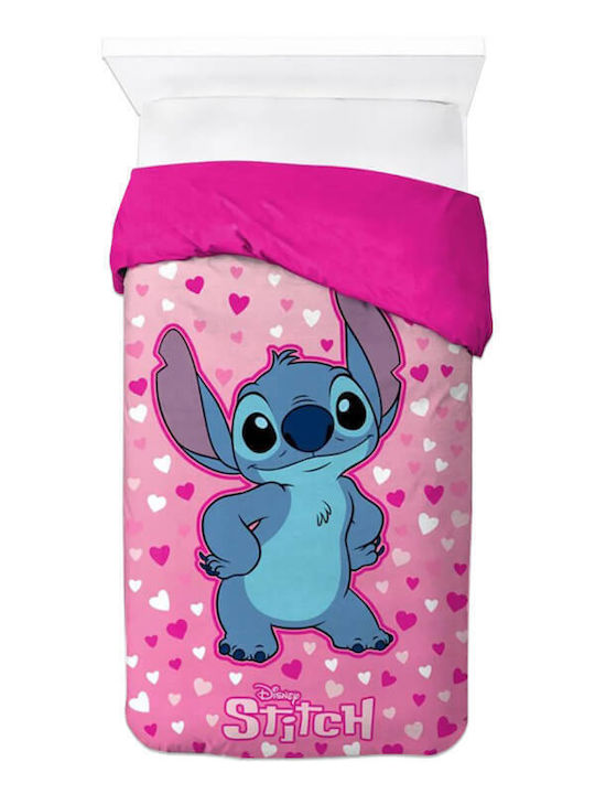 Παιδικό Κουβερτοπάπλωμα Μονό Disney Stitch Ροζ ...