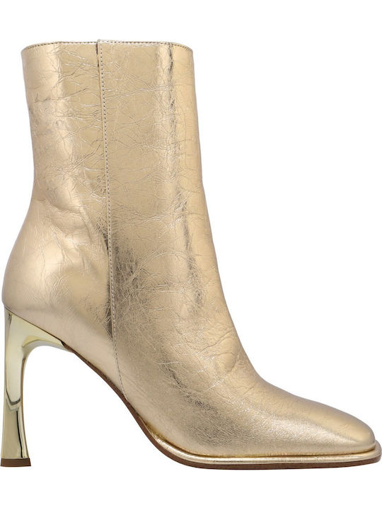 Leather Women's Ankle Boots Gold