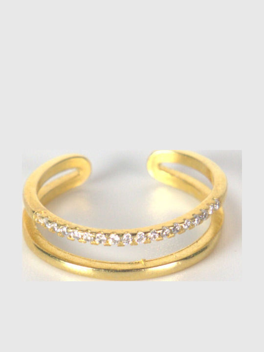 Ring with Zircon made of Silver Gold Plated