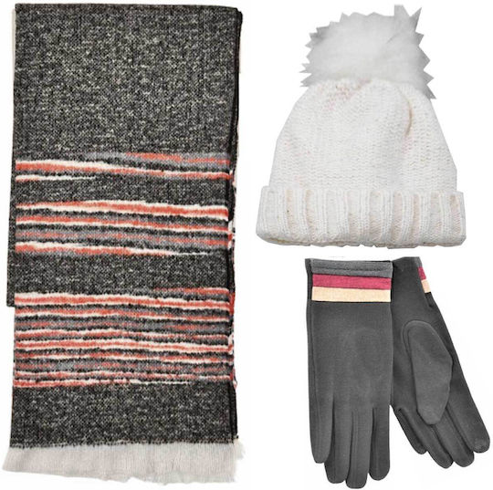 Set with Beanie Knitted in Black color