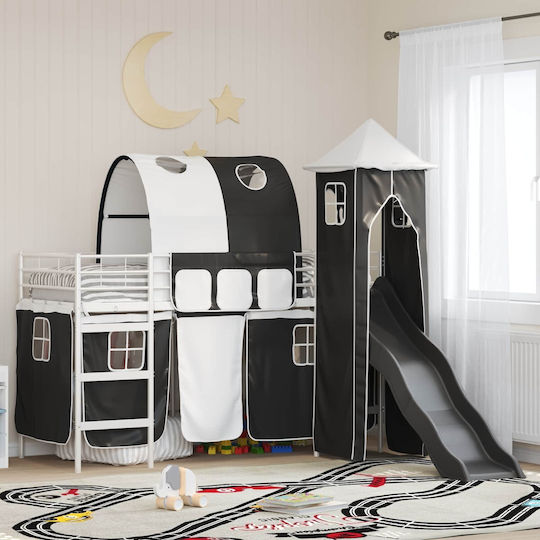 Kids Bed Loft Single with Sliding Bed White for Mattress 99.5x190cm