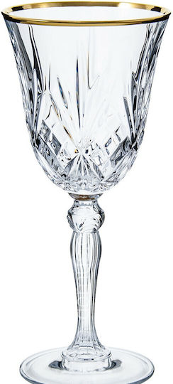 RCR Set of Glasses Water / White Wine made of Crystal in Gold Color Stemmed 270ml 6pcs