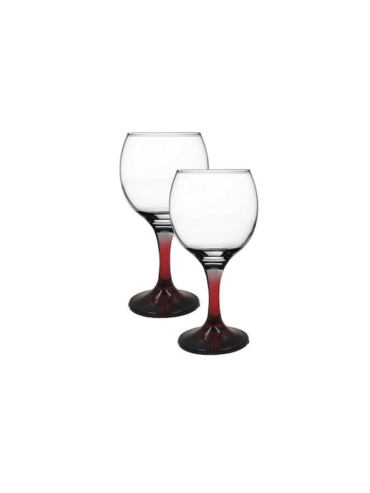 Domumart Set de pahare pentru Vin Alb din Sticlă în Culoarea Roșu Cu picior 290ml 6buc