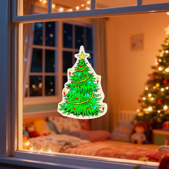 Window Decoration Fir Tree Shape Suction Cup 30 X 29 Cm Green