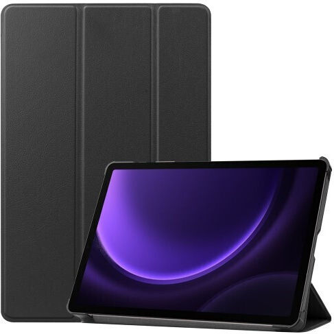 Textur 3-fach Halter Klappdeckel Schwarz (Samsung Galaxy Tab S9 FE S10 FE 10,9)