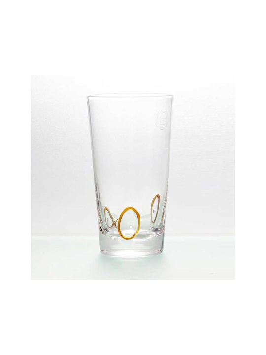 Cryspo Trio Circles Set de pahare pentru apa din Sticlă în Culoarea Galben Miere 540ml 6buc