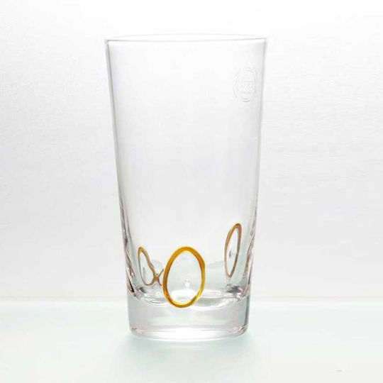 Cryspo Trio Circles Set of Glasses Water made of Glass in Honey Color 540ml 6pcs
