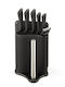 Maestro Messer Set mit Sockel aus Rostfreiem Stahl MR-1413-Schwarz 8 Stück