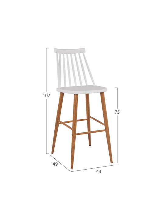 Stool Bar made of Polypropylene Vanessa White Color 2pcs 43x49x107cm