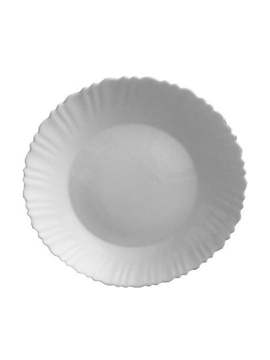 TnS Plate Desert Glass White with Diameter 19cm 6pcs