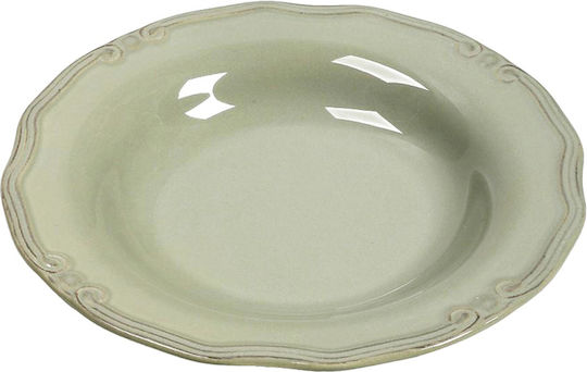 Espiel Tiffany Πιάτο Βαθύ Κεραμικό Πράσινο με Διάμετρο 24cm 6τμχ