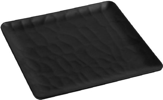 Espiel Wavy Matte Teller Untiefe Platz aus Melamin Schwarz 26x26cm 6Stück