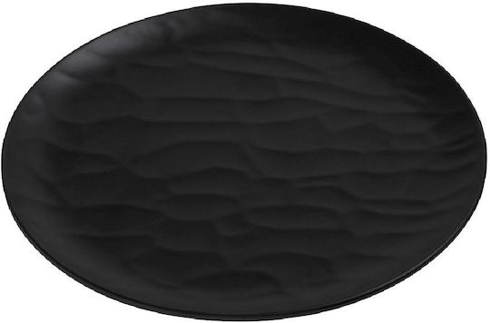 Espiel Wavy Matte Teller Untiefe aus Melamin Schwarz mit Durchmesser 32cm 6Stück