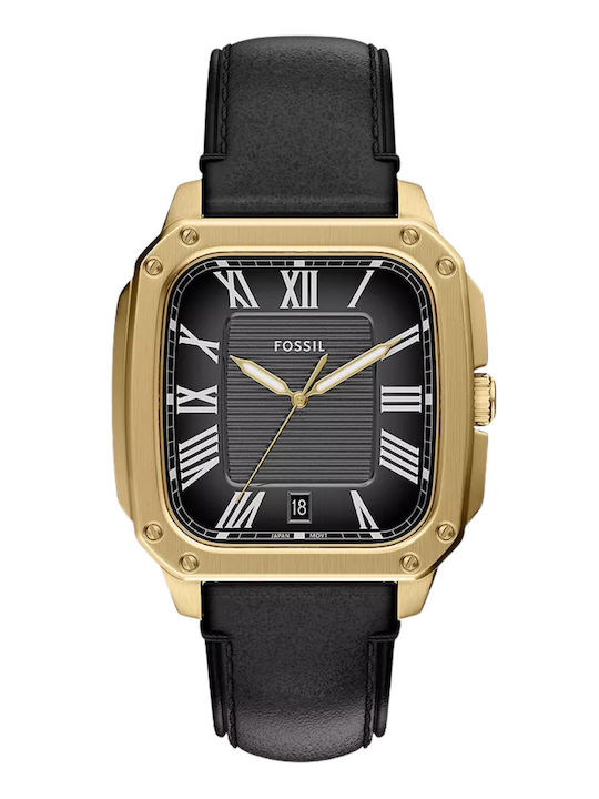 Fossil Men's Watch Battery with Black Leather Strap