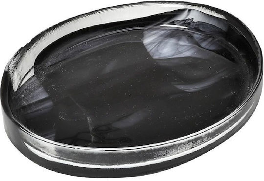 Espiel Atlas Plate Shallow Oval Glass Black 21x16.5cm 6pcs