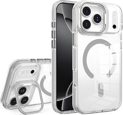 Калъф Iphone 17 Pro Magsafe Стойка Прозрачен Сив Детайли Калъф Iphone 17 Pro Magsafe Стойка Прозрачен Сив Детайли