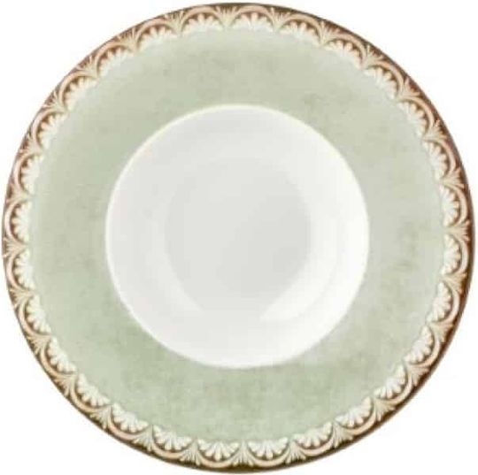 By Bone Rome Plate Soup made of Porcelain Green with Diameter 25cm 6pcs
