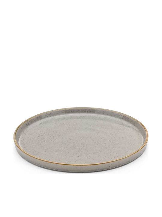 Yuk Plate Shallow made of Porcelain Gray with Diameter 25.5cm 6pcs